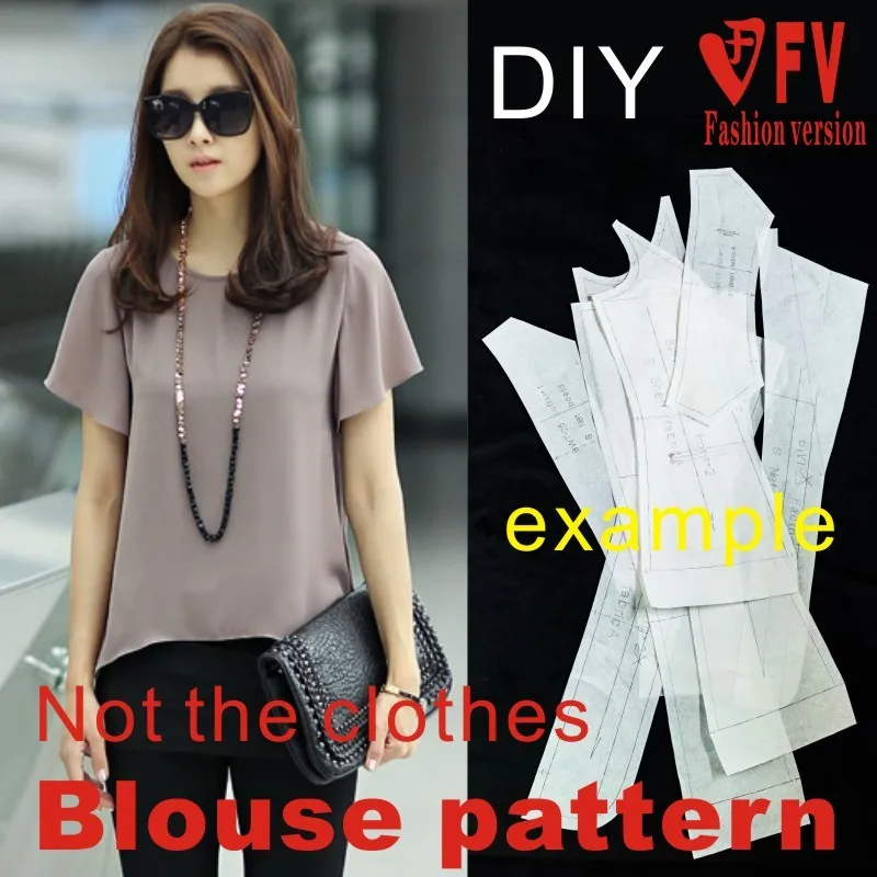 Cutting pattern women's short-sleeved casual round neck small shirt pattern 1:1 garment structure drawing BCY-41