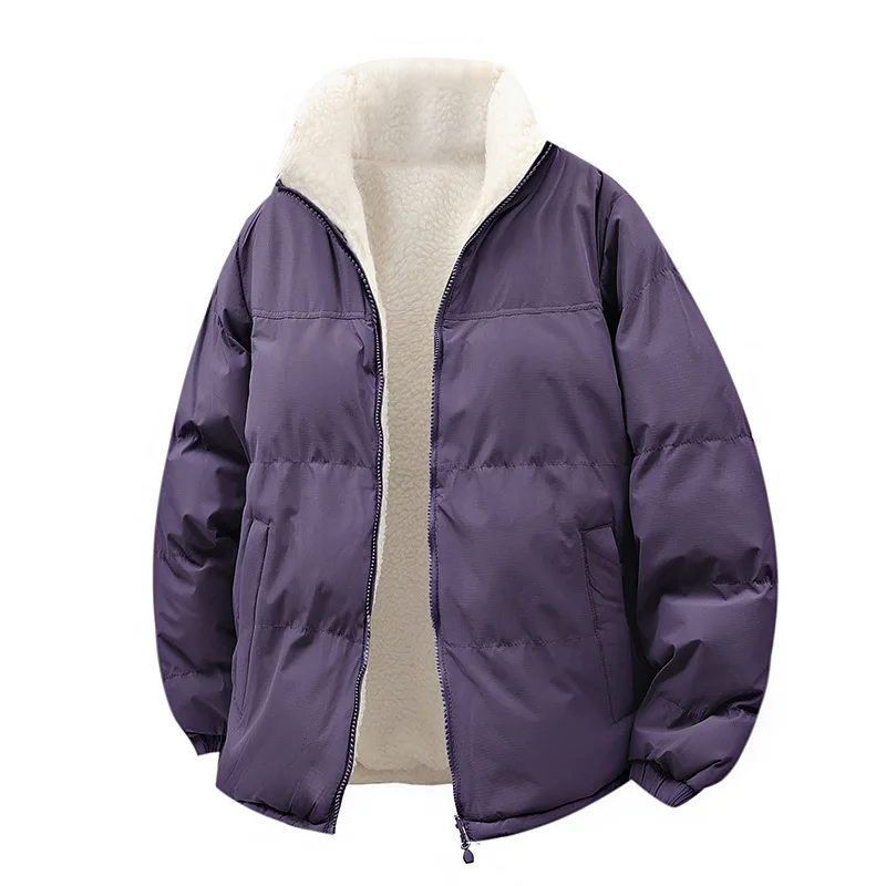 Jaket Katun 2025 Musim Gugur Musim Dingin Sweater Wol Domba Mode Remaja Hangat Outdoor Unisex Mantel Pasangan Atasan