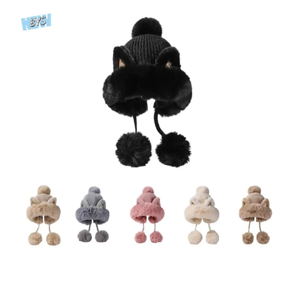 

Personality Fluffy Cat Ears Beanie Cartoon Woolen Winter Plush Hat Knitting Thickened Ear Protection Hat Winter/Autumn