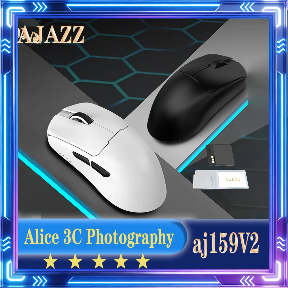 AJAZZ AJ159 V2 Gaming Mouse PAW3395 Wireless Bluetooth Tri Mode Esports Gaming Mouse Lightweight Ergonomic Design PC Accessories