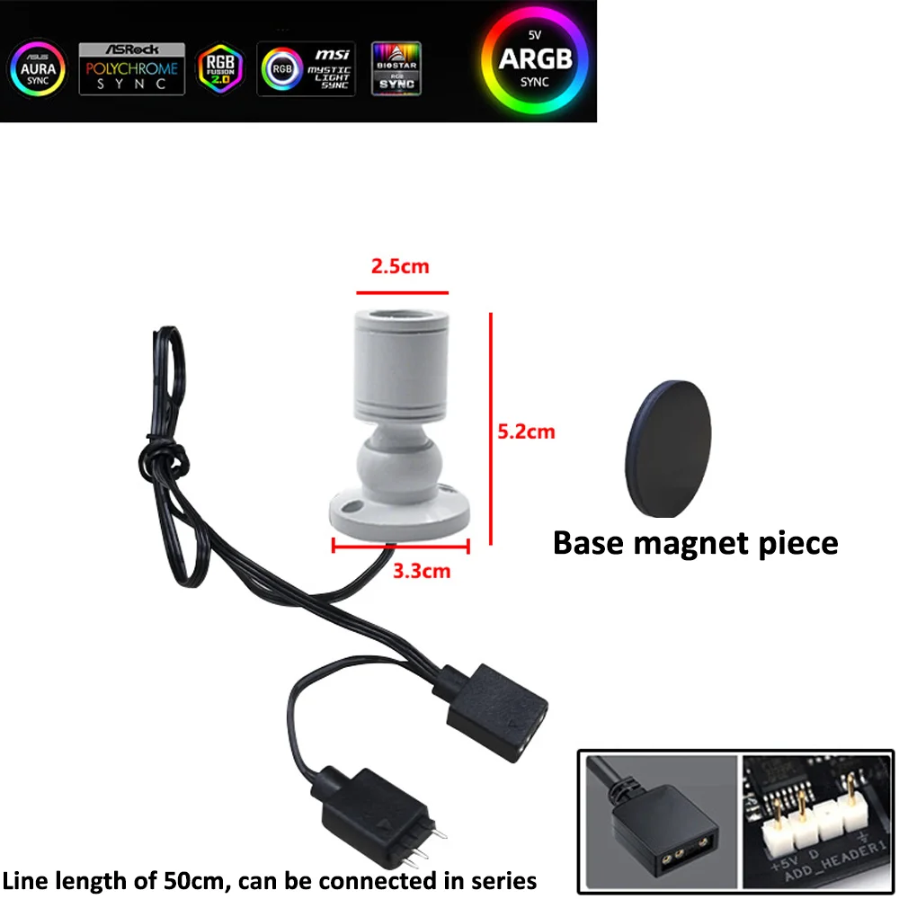 ARGB Mini-Spotlicht für Figuren-Display 5V 3-Pin Motherboard Aura Sync für Gaming-Schreibtisch PC-Gehäuse Verstellbarer Winkel Akzentbeleuchtung 3W – Detail 12