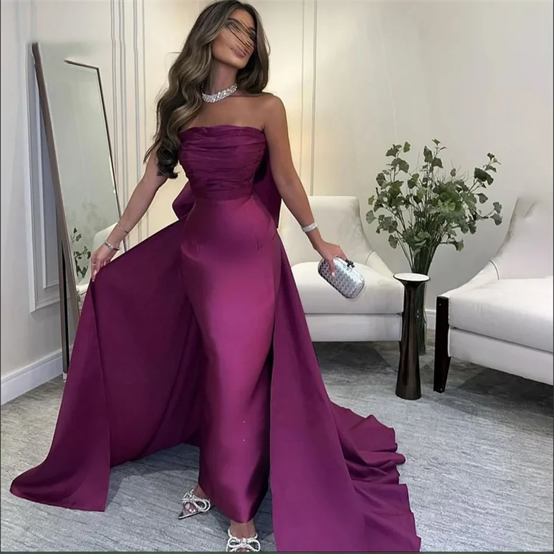 A-Linie-Abschlussballkleid, Satin, elegantes Abend-Partykleid für Damen mit Schleife am Rücken, Promi-Kleid Ajareo Sierra Özelleştirilmiş