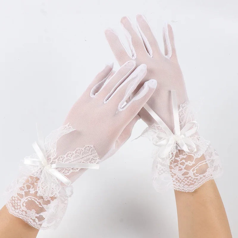 Gloves Lace Mesh Elastic Thin Breathable Black Sexy Bridal Wedding Dress Halloween Stage Performance Women Chic