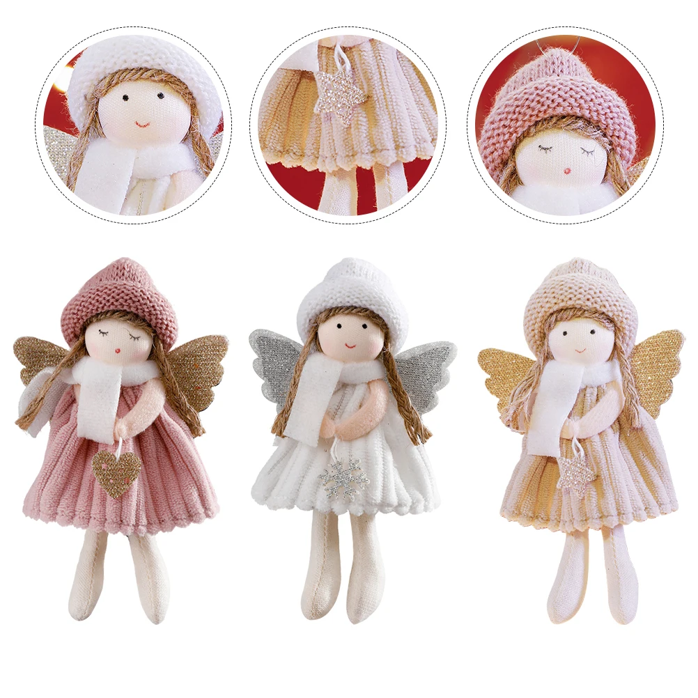 

3pcs Hanging Angel Ornament Christmas Tree Decoration Pendants Xmas Decorative Pendant Party Supplies Carton Angel Warm