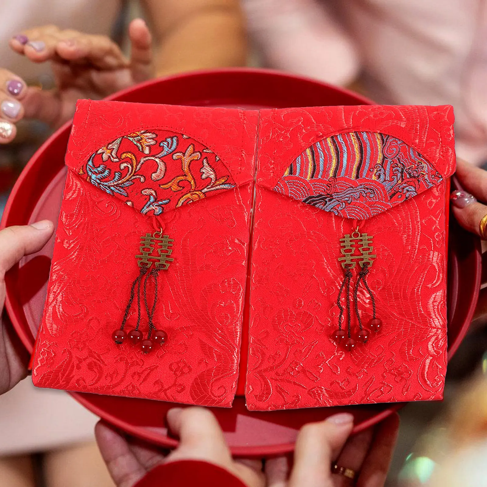 

3Pcs Spring Red Envelopes Embroidered Design Money Bags for Chinese New Year Wedding Festival Good Gifts Prosperity