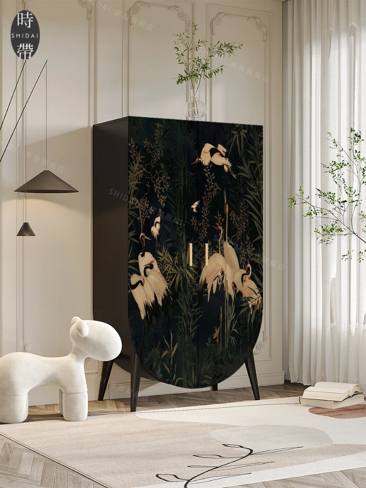 French Storage Wardrobe Bedroom and Household All-in-One Cabinet Solid Wood Multi-Functional Cloakroom Storage Cabinet