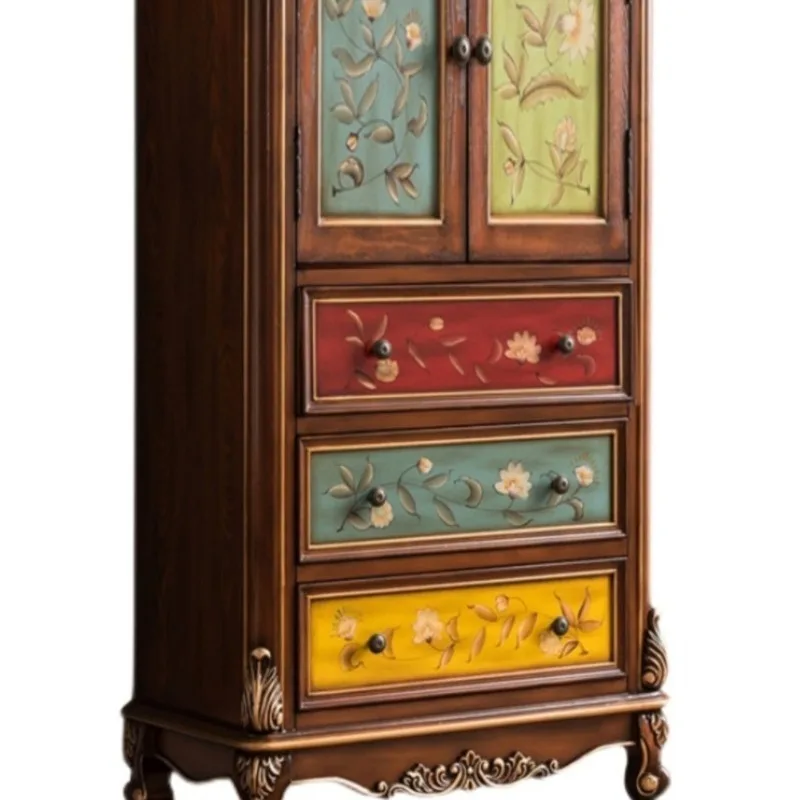 

European-style chest vertical , storage , solid wood, American-style painted entrance cabinet