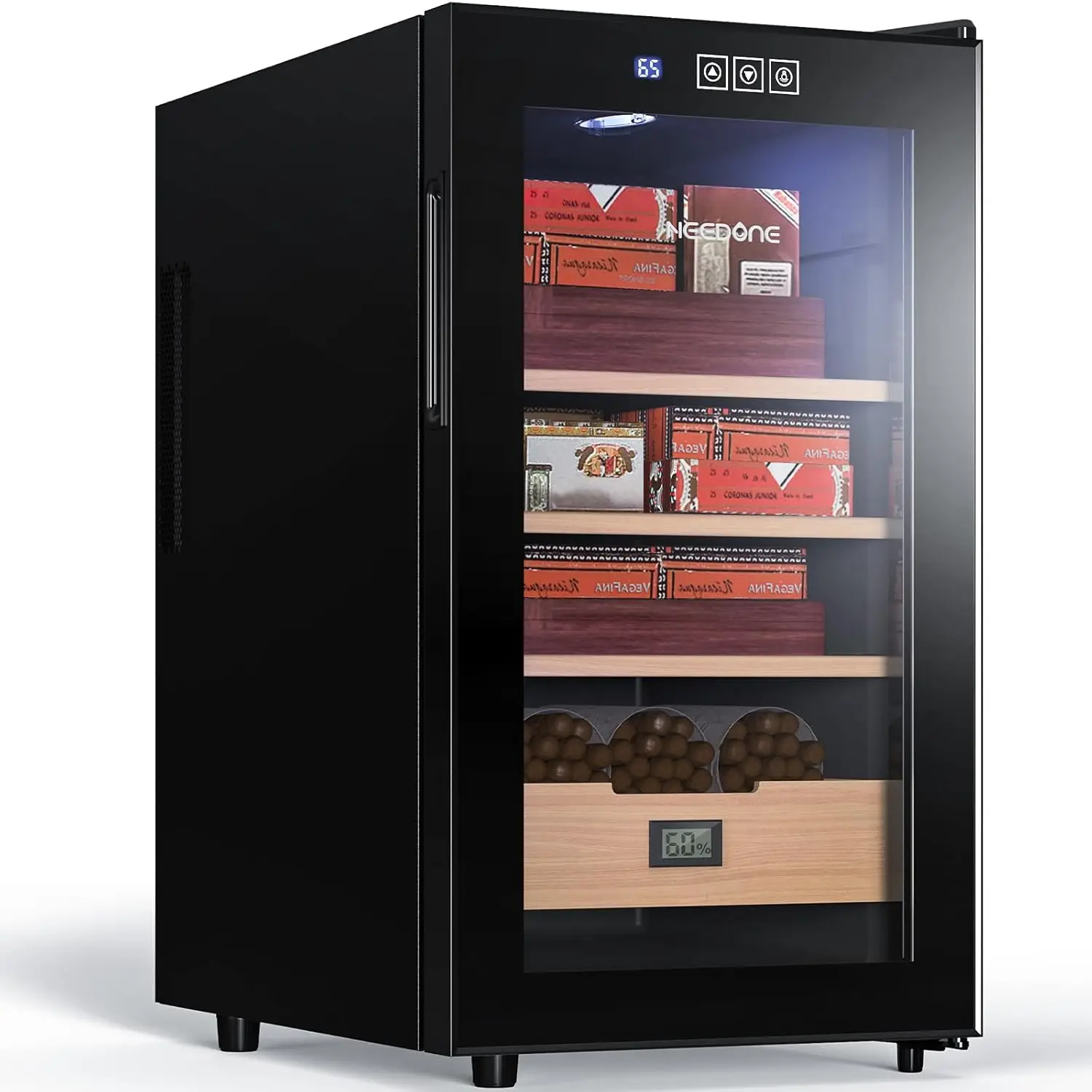 

Electric Cooler Humidor 48L, Large Cabinet for 300 Counts with Spanish Cedar Wood Shelves & Drawer with Hygrometer,, Customized