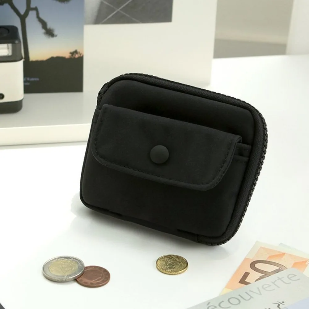 

Fashion Solid Color Coin Purse Zipper Wear-resistant Money Bag Large Capacity Small Wallet Male Female