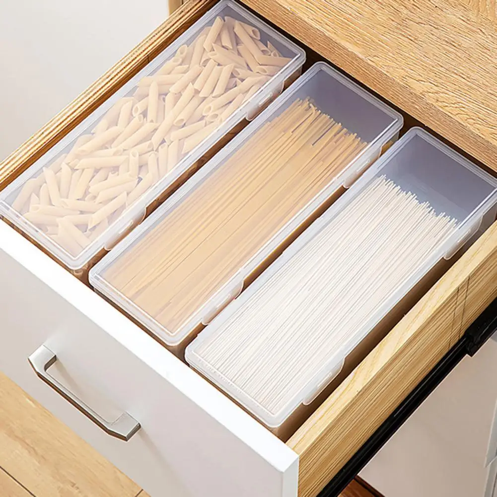 1560 ml Spaghetti Box Lid Large Capacity Fresh Keeping Transparent Box Multi functional Storage Food Grade Kitchen Supplies