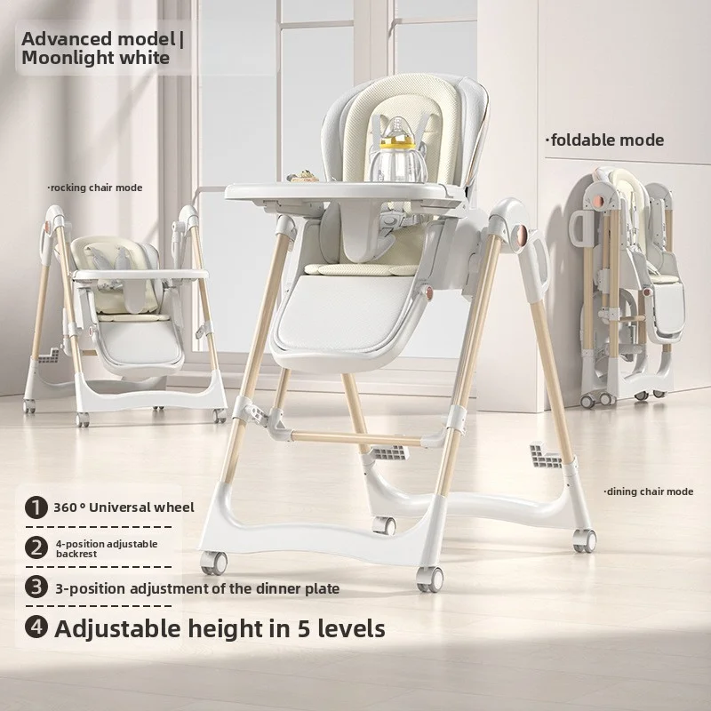 كرسي مرتفع للأطفال قابل للطي، كرسي تغذية للرضع متعدد الوظائف مع صينية، مقعد معزز للأطفال الصغار قابل للتعديل