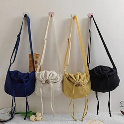 New Solid Color Design Cloth Shoulder Bags for Women 2024 Korean Fashion Handbags and Purses Lady Travel Crossbody Bag