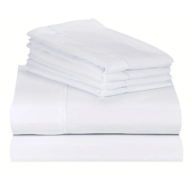 4/6pcs Luxury Cool Fitted Sheet Set, Wrinkle, Fade, Mattress Cover with Deep Pocket, Soft Comfortable Breathable Bedding Set