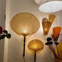 Uchiwa Wall Lamps Classical led fan lamp Wabi-sabi Art Background Decorative paper Lamp for Tea/Living Room Bedroom Bedside lamp