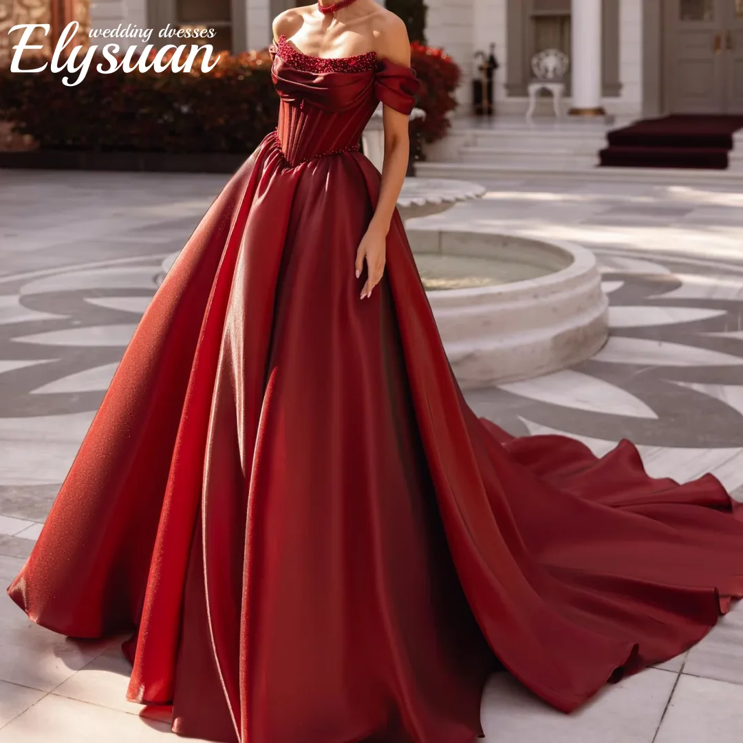 

Customized Classic Off Shoulder Beading Sleeveless A-Line Formal Evening Dresses Birthday Party Prom Gowns