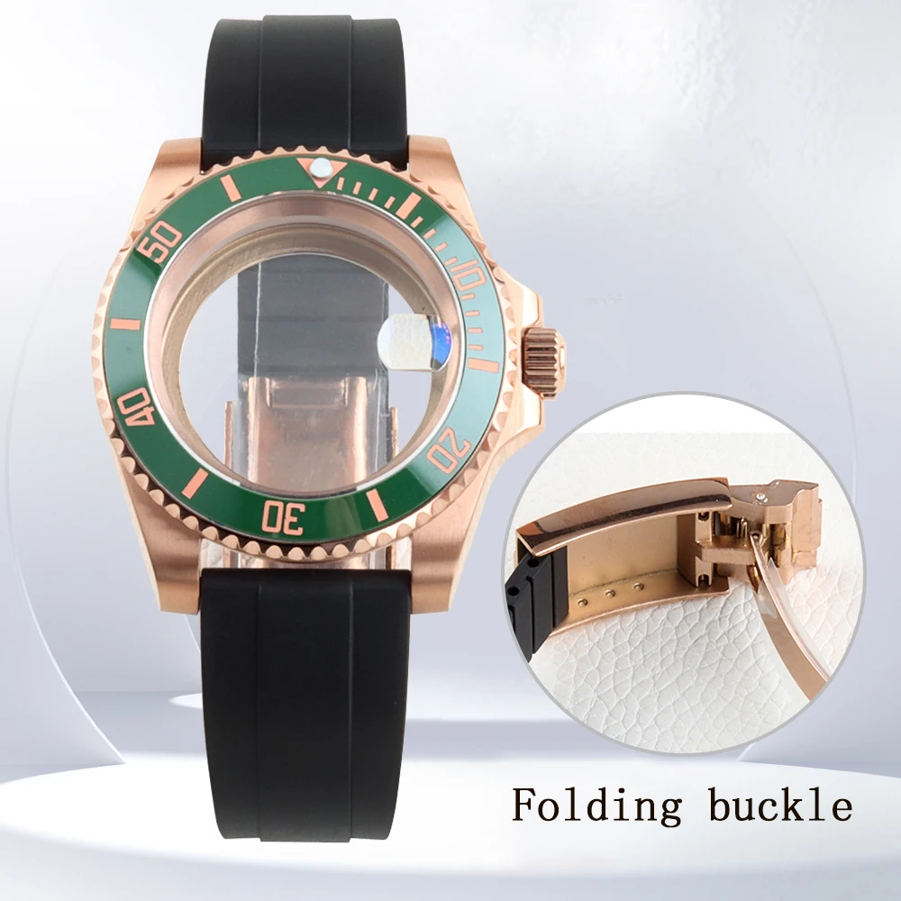 

40mm NH35 Watch Case For GMT YACHT-MASTER NH34 NH35 NH36 NH38 Movement Waterproof Rubber Bracelet SUB Case Watch Accessories