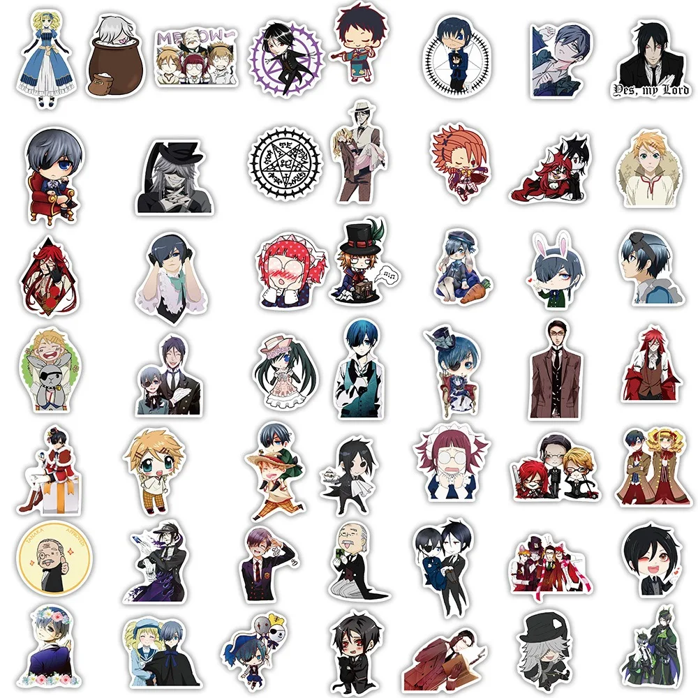 100Pcs Black Butler Anime Stickers Sebastian Michaelis Decals Kids Toys Skateboard Laptop Phone Car Waterproof Sticker