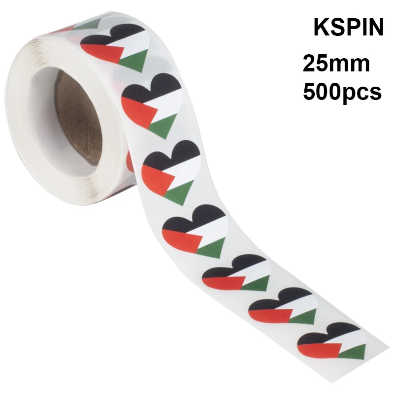500 Uds pegatinas 25mm Palestina forma de corazón etiqueta adhesiva de papel sellos de embalaje etiqueta de recuerdo artesanal