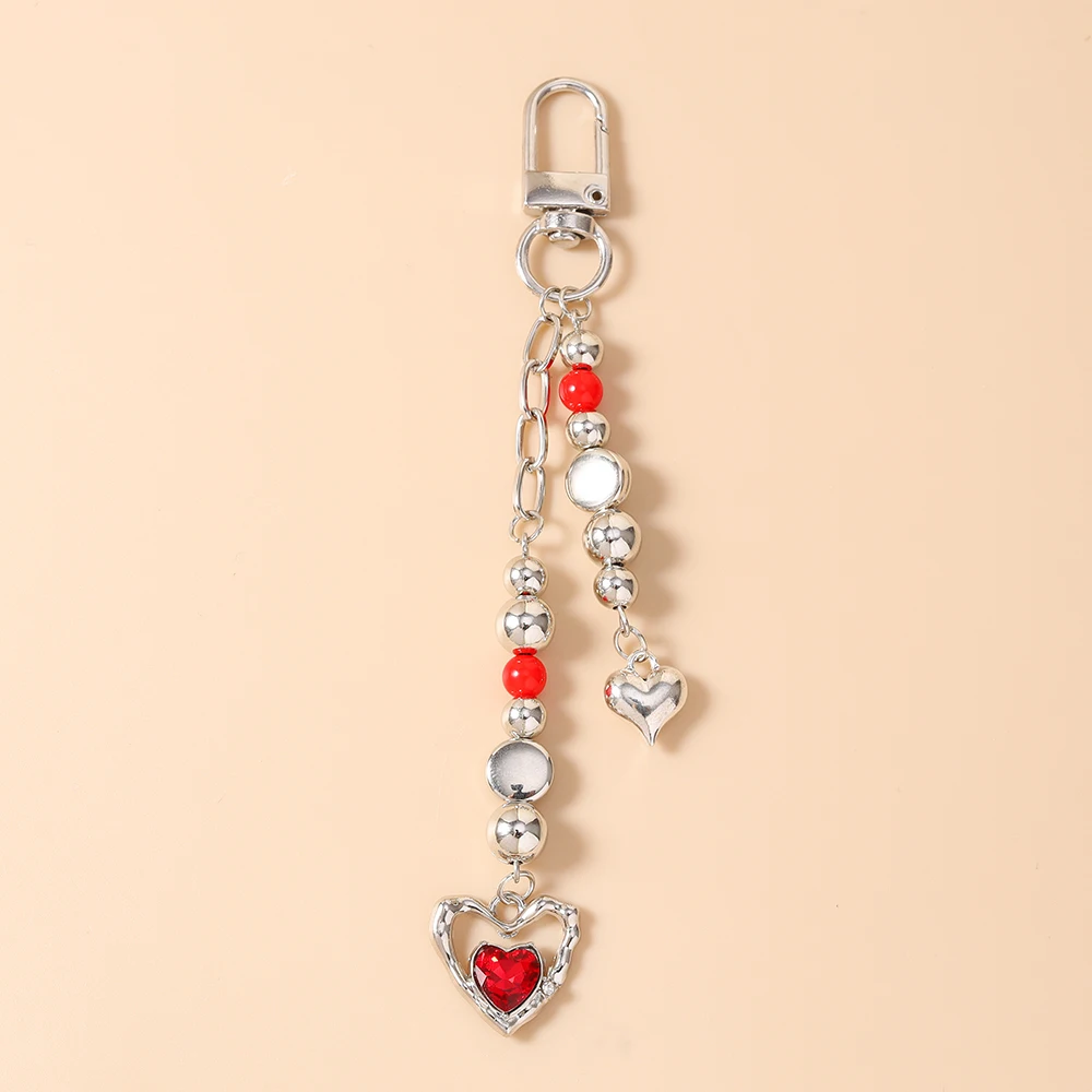 Aihua Fashion Kristall Rotes Herz Schlüsselanhänger für Frauen und Mädchen, Schlüsselring, Handtaschenanhänger, DIY Taschencharms, Schlüsselanhänger Geschenke – Detail 7