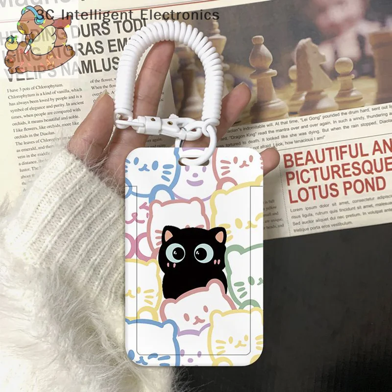 

1 Pc Cute Cat Card Holder For Student Fashion Kawaii Cat Kpop Idol Photocard Holder Portable Worker Card Holder Lanyard