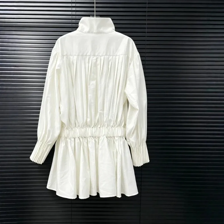 Casual Long Sleeve Set with Maxi Length Fresh Sweet Women Shorts and Shirring Button Wrinkle Puff Sleeve Shirt Ruffle Belt