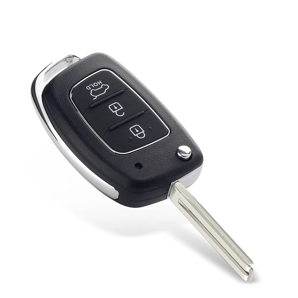 KEYYOU-Flip dobrável caso remoto Shell chave do carro, 3 botões, apto para Hyundai Santa Fe 2014, Solaris, IX35, IX45, ELANTRA, HB20, Verna