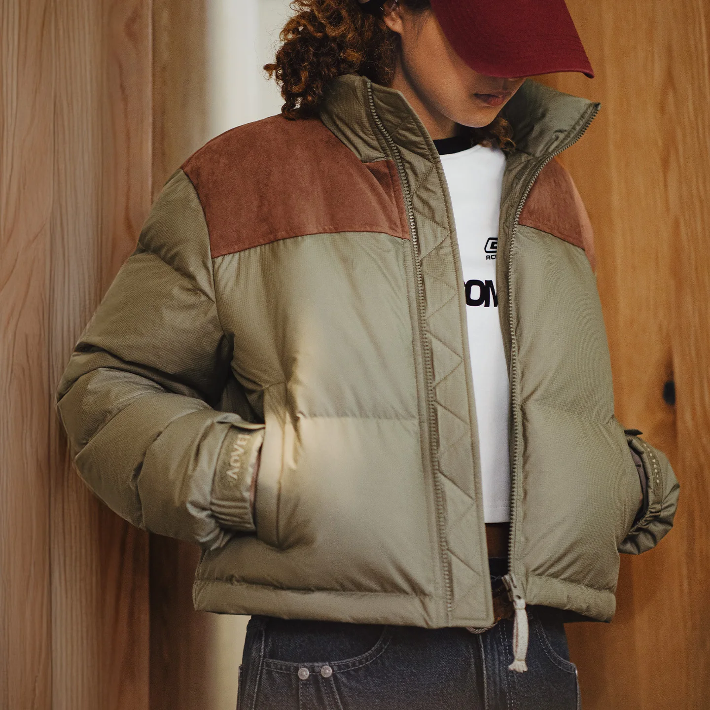 Maden المرأة سترة قصيرة أسفل 90% بطة أسفل الدافئة سميكة اقتصاص معطف منتفخ الرجعية الجلد المدبوغ المرقعة الوقوف طوق الشتاء ملابس خارجية