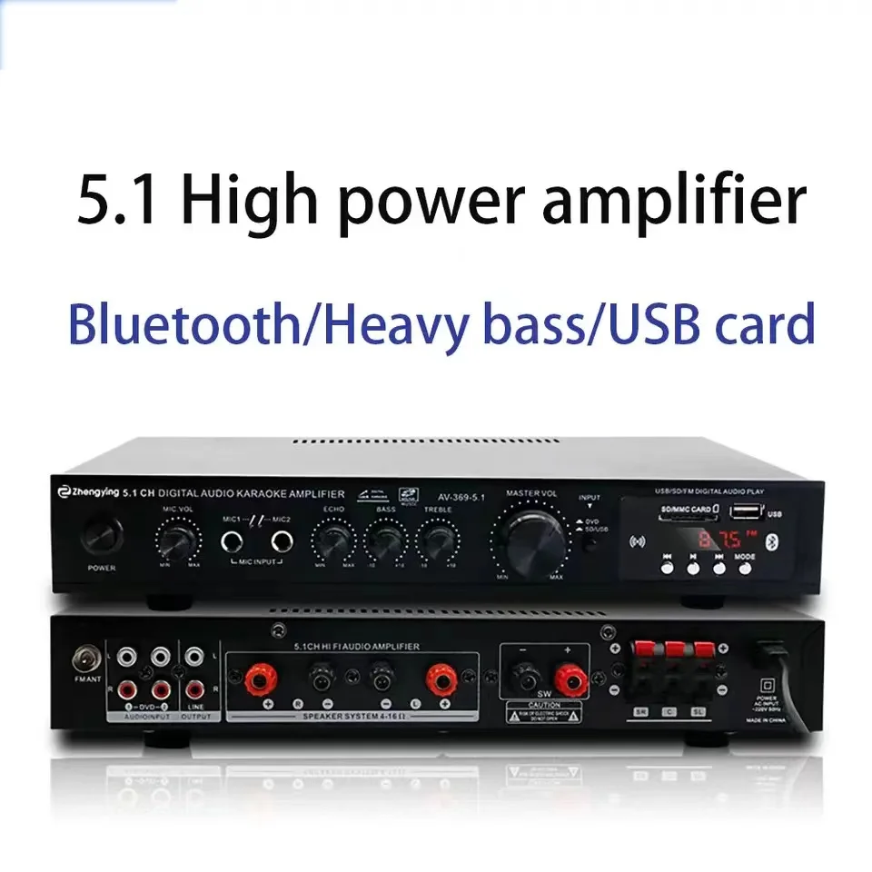 AV-369BT Bluetooth 5.1 Sound Speaker AMP,Stereo Audio Amplifier Receiver, 6 Channel Home Theater Audio Stereo System Components