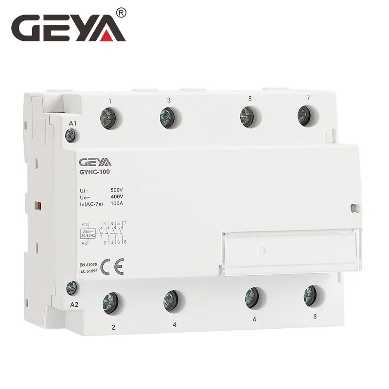 Imagem -02 - Geya Gyhc Fase 100a ac Contator 220v 230v Trilho Din Casa Modular Controlador de Interruptor Contator Casa Inteligente Uso do Hotel