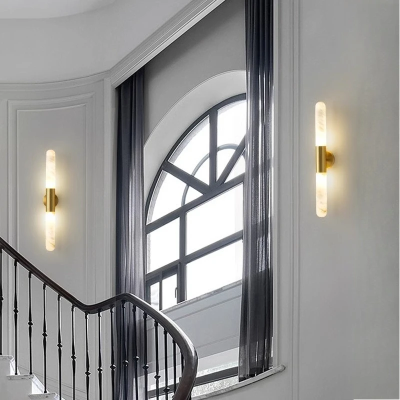 مصباح جداري رخامي إيطالي فاخر وبسيط وحديث لغرفة النوم والممر وخلفية جدارية لغرفة المعيشة والفندق