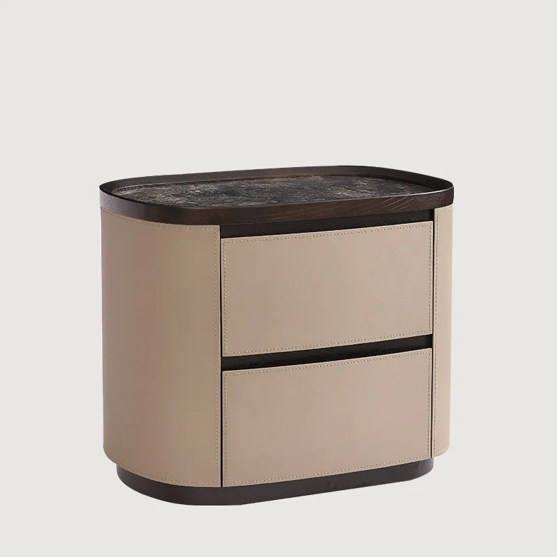 

Scandinavian Modern Bedside Tables Soft Leather Touch Bedside Tables Pine Bedroom or Apartment Cabinets