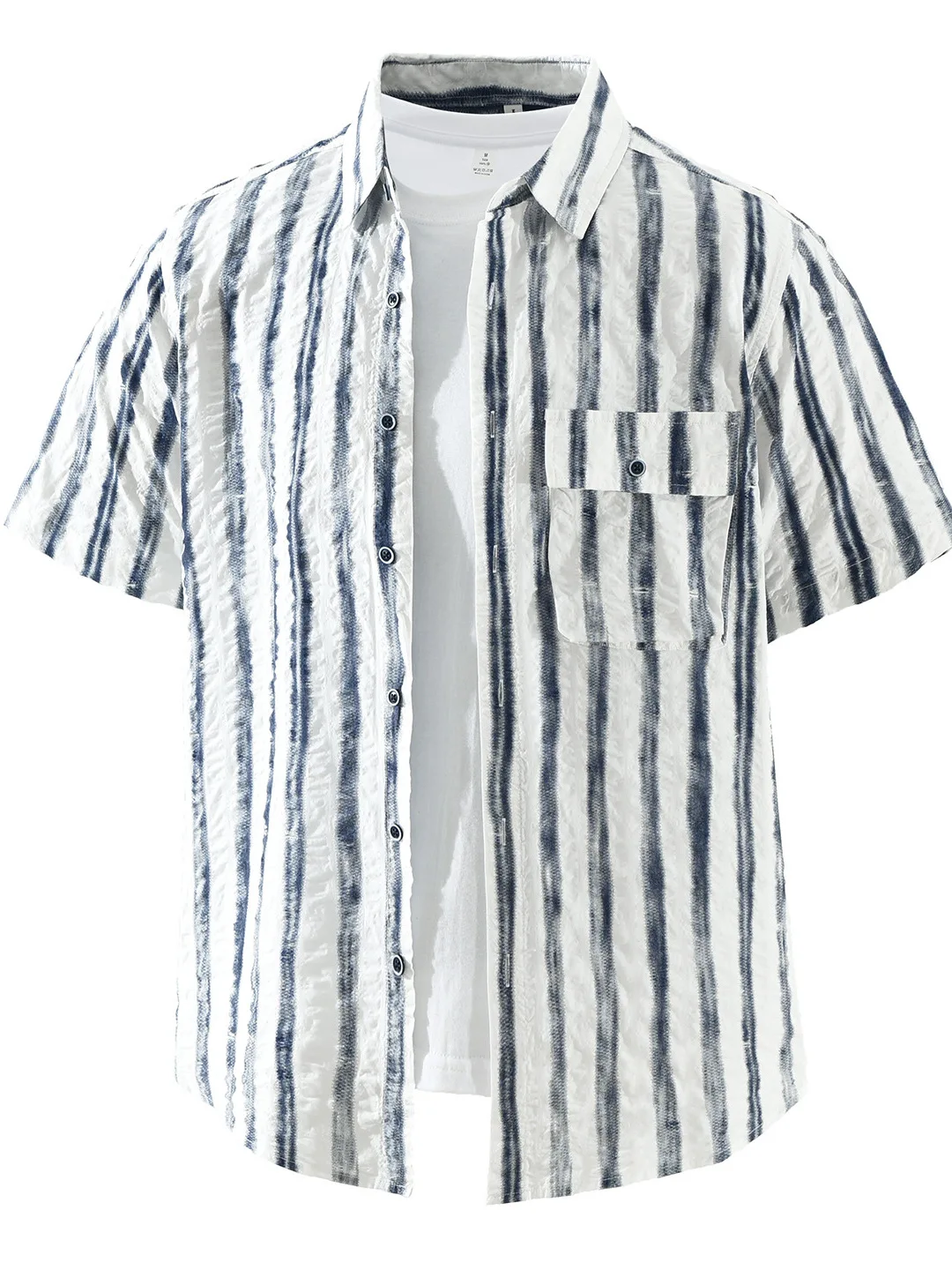 

Retro Print Slim Fit Short Sleeve Men's Shirt Casual Cotton Breathable Summer New Style Fashion Trend Loose Pocket Design
