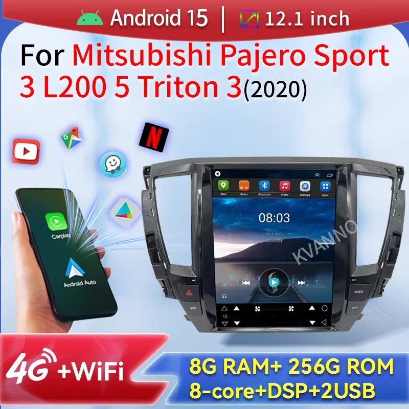 Android15 For Mitsubishi Pajero Sport 3 L200 5 Triton 3 2020 Carplay Display Car Screen Android Auto Multimedia Video Bluetooth