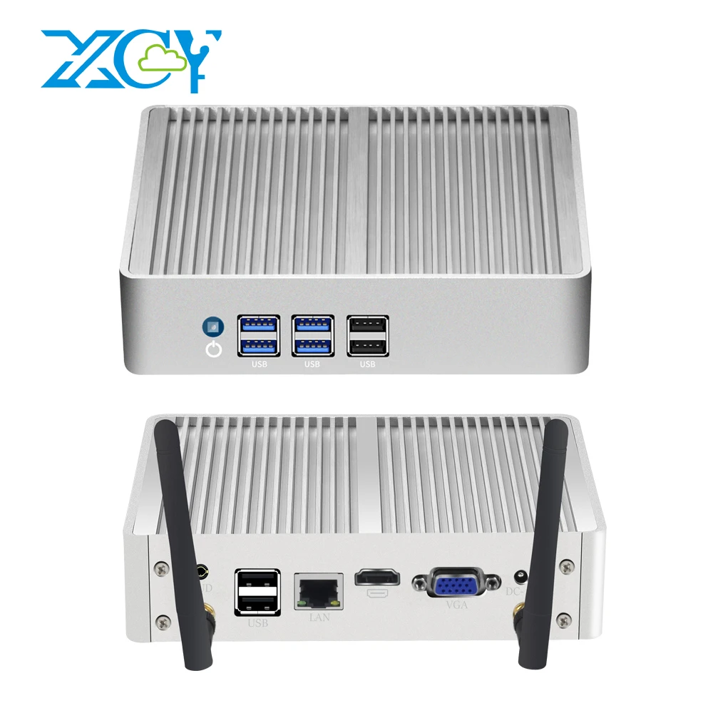XCY X32 Mini PC senza ventola Intel Core i7-4500U Windows 10 Windows 7 Linux 300Mbps WiFi Gigabit Ethernet PC industriale