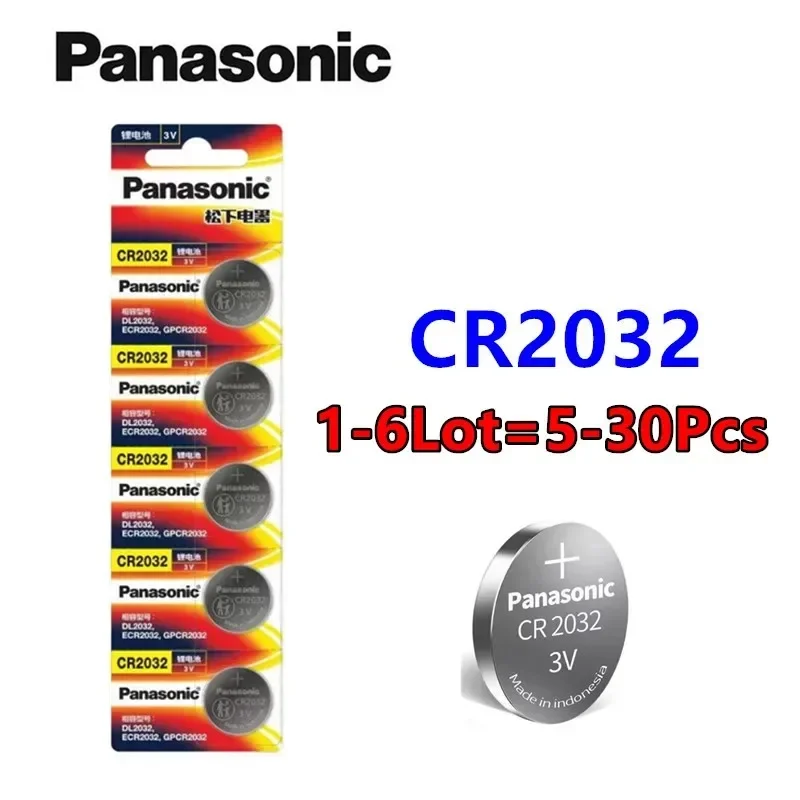 5-30pcs Original PANASONIC CR2032 CR 2032 3V Lithium Battery For Watch Calculator Clock Remote Control Toys Button Coins Cell