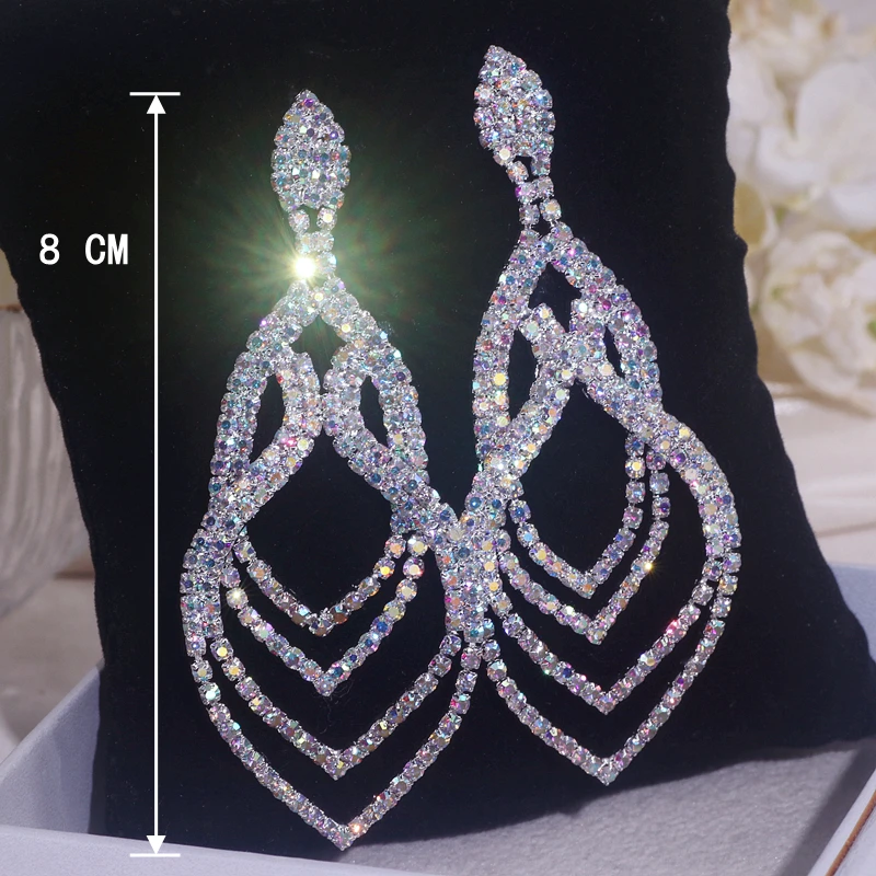 2022 Classic Elegant Crystal Long Drop Earrings for Women Fashion Korean Rhinestone Earrings Party Wedding Jewelry Birthday Gift