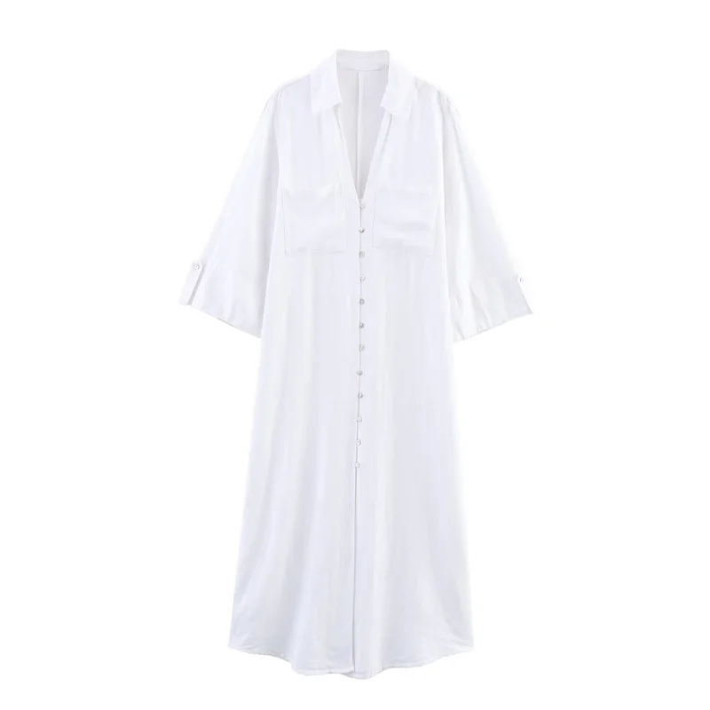 

Women's Dresses New Summer 2025 Mid-length sleeved shirt-style loose dress Casual and lazy Personality fashion