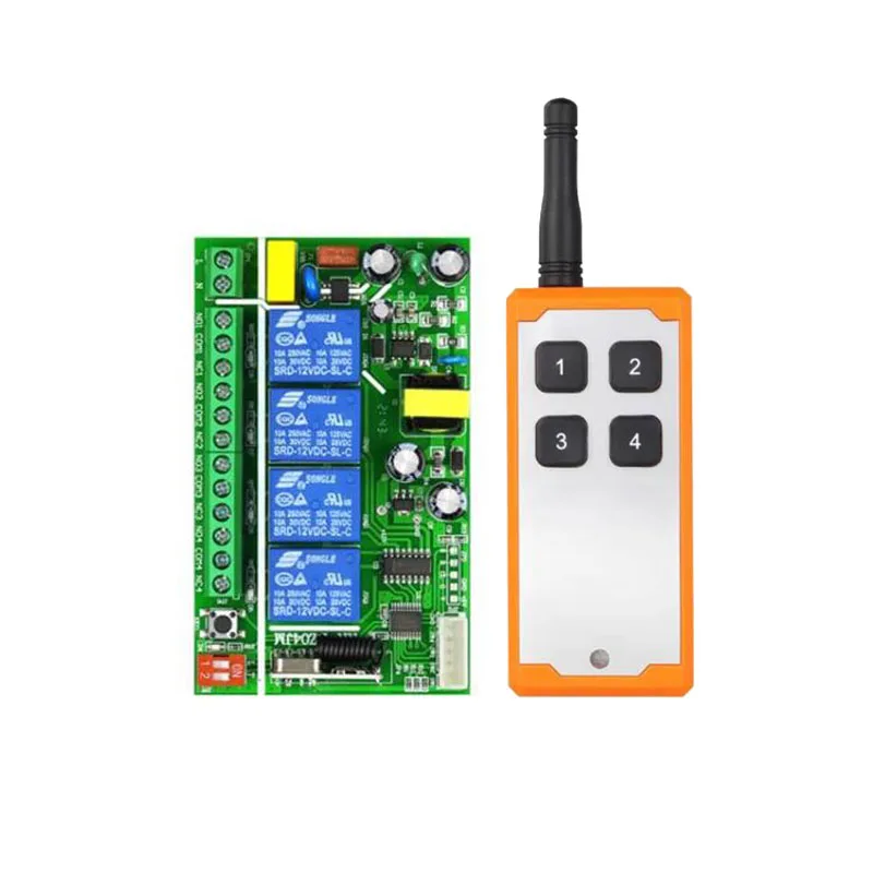 433MHz Universal Wireless Remote Control AC110V 220V 4CH Relay Radio controller Receiver Module RF Switch & Gate Garage opener