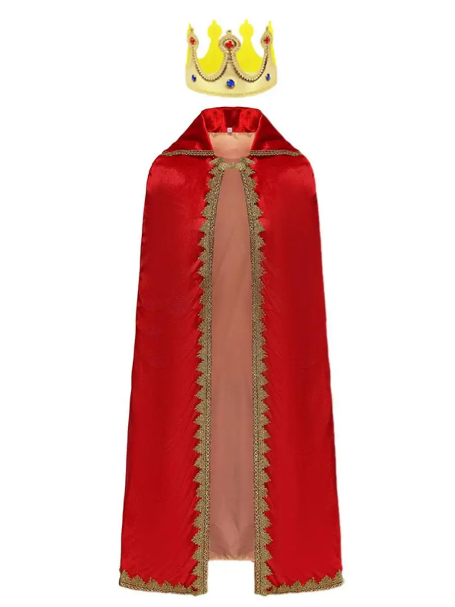 Disfraz de Príncipe Navideño de Doble Capa Rojo para Actuaciones, Traje de Cosplay Infantil para Escenario, Material de Polié...