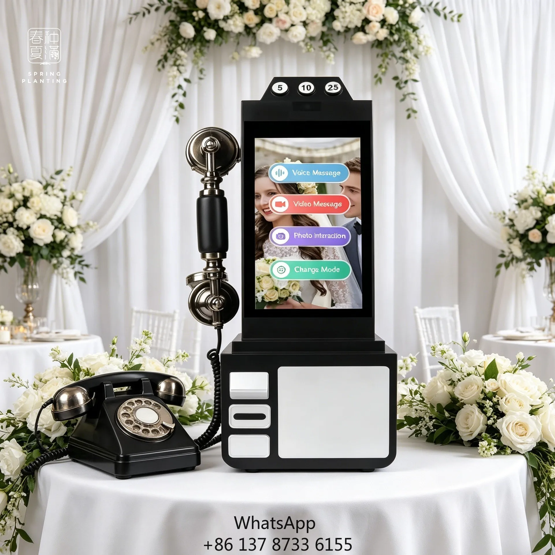 Large Screen 8'' Audio&Video Guestbook 64GB Phone Recorder Video Guestbook For Wedding Telephone Booth