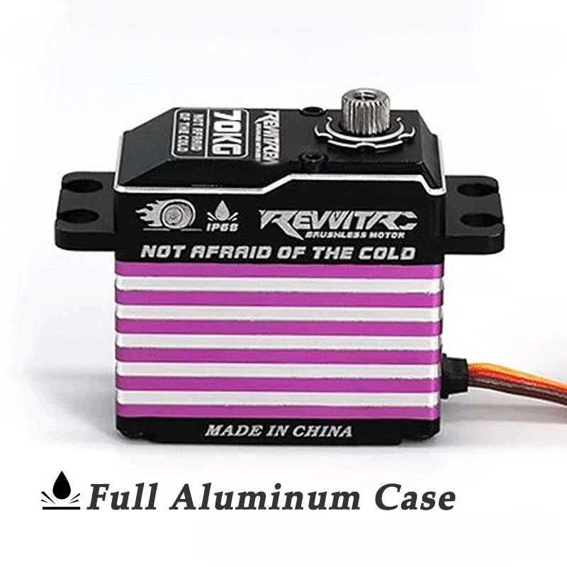 RevvitRC محرك سيرفو رقمي مقاوم للماء بدون فرش 70 كجم عزم دوران عالي HV 180 ° 270 ° 360 °   ميتال جير توجيه سيرفو لقطع غيار السيارات 1/10