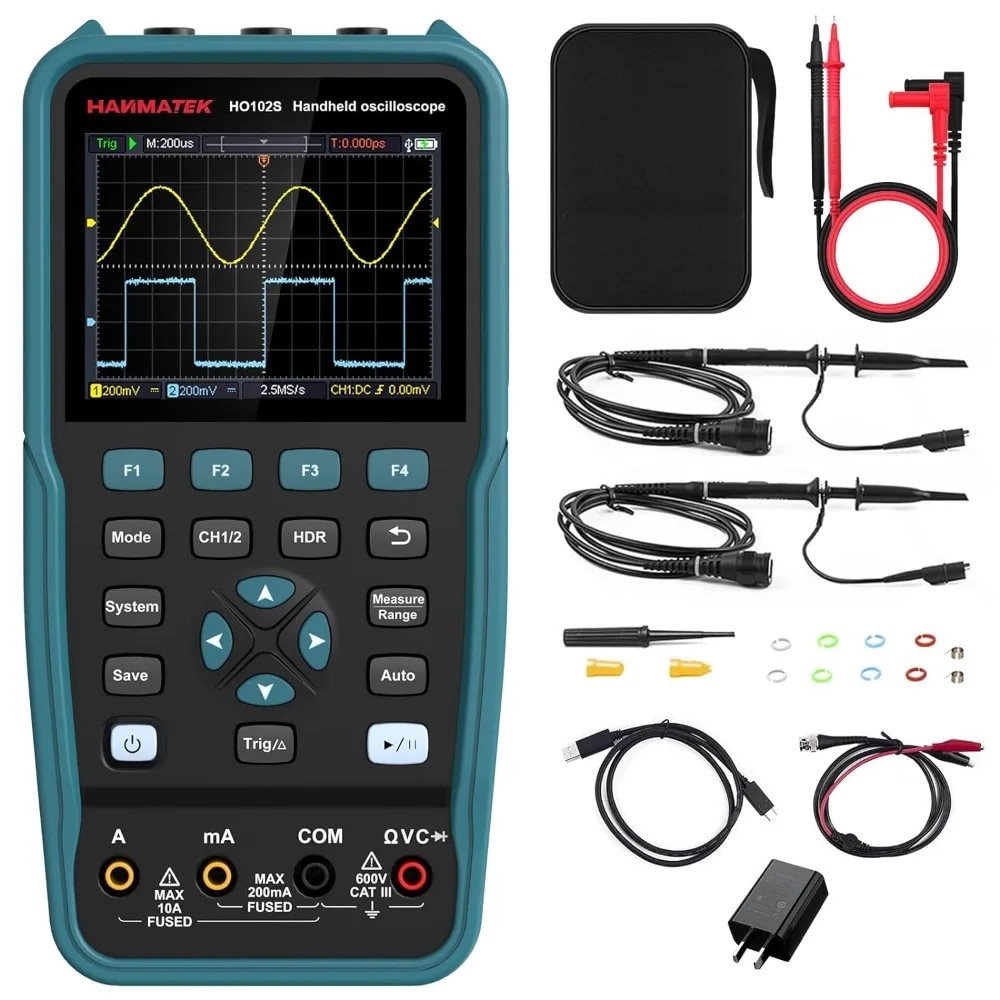 

3 in 1 Handheld Oscilloscope Multimeter 100Mhz Waveform Generator Oscilloscope with 2 Channels 3.5"TFT