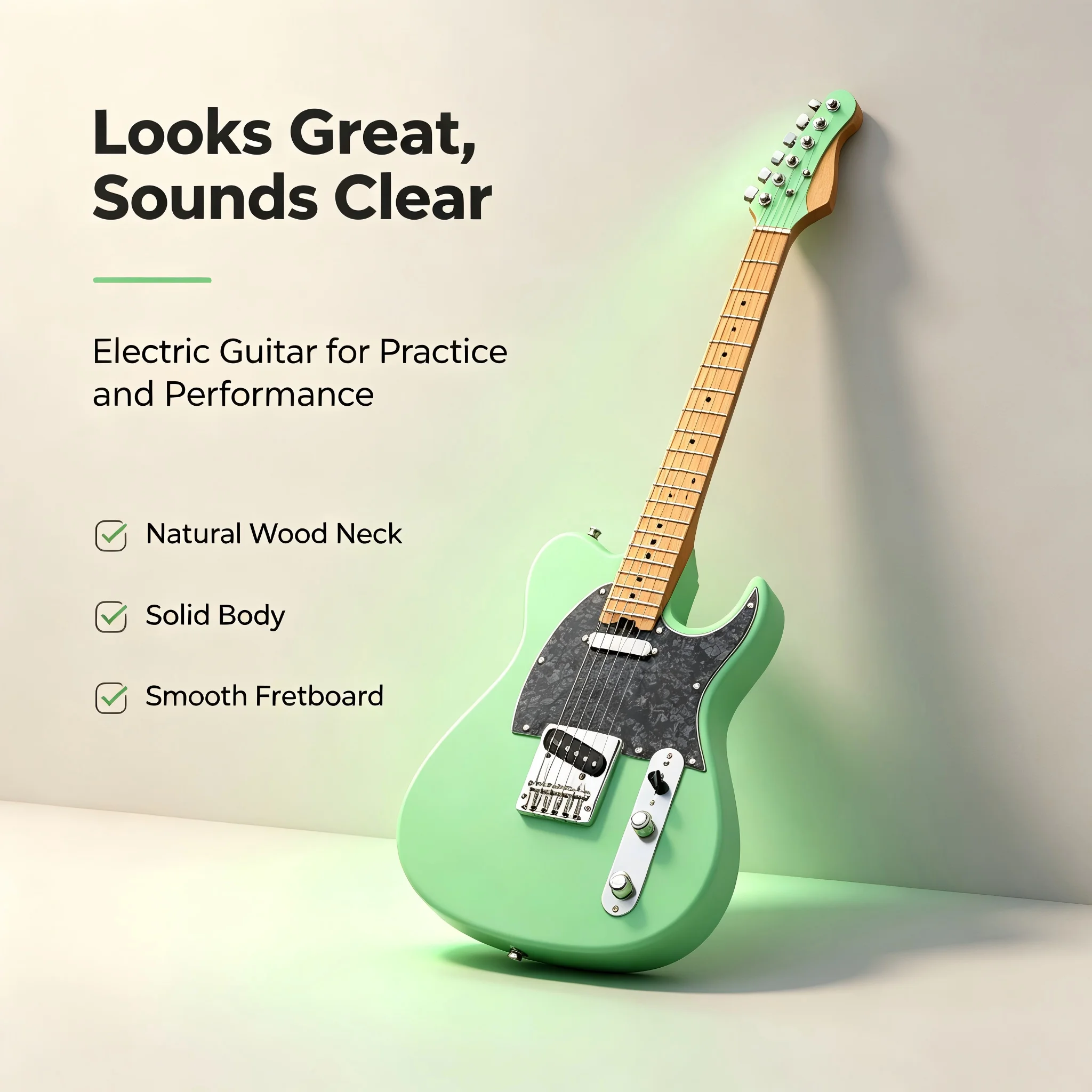 New TL-Series Solid-Body Electric Guitar with Matte Multicolor Maple Neck and S-H Pickups—Complete Instrument Set for Beginners, Practice, and Stage Performances