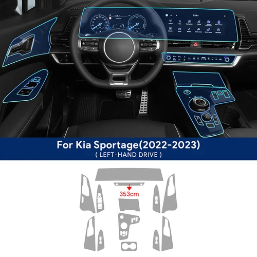Protector de TPU antiarañazos, pegatina Interior para KIA Sportage NQ5 2022 2023, consola central de coche, película de navegación para salpicadero multimedia