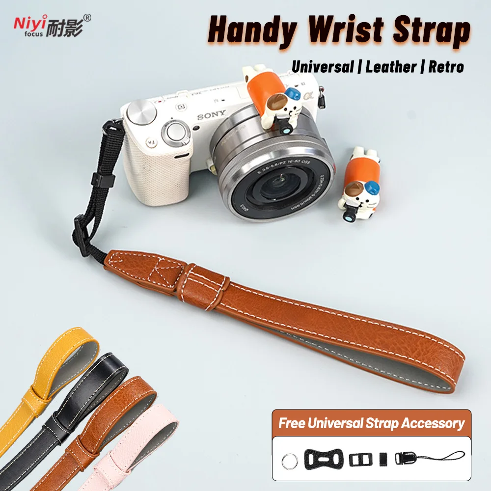 

Universal Leather Camera Wrist Strap - Adjustable Hand Grip Anti-Slip for Sony Canon Nikon Fujifilm/A7IV R5 Zfc XT5 A7M4 Cameras