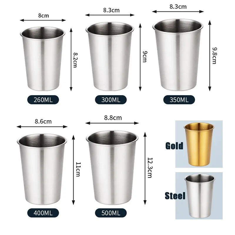 Stainless Steel Gold Cups 300ML Insulated Metal Cup 304 Drinking Beer Mug Metal Travel Drink Cup image 4