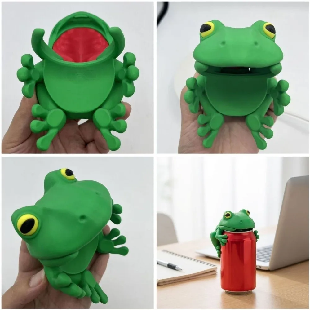 3D Printing Frog Cans Cover Reusable Universal Movable Mouth Frog Jar Lid Dust-proof Leakproof Soda Can Lid Drinkware Accessory