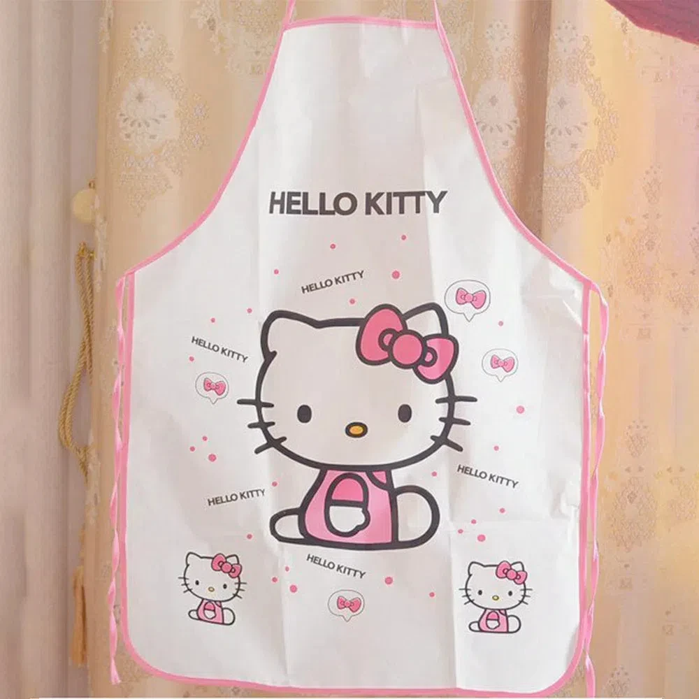 Sanrio KT Apron Toy Cute PVC Waterproof Women's Cartoon Simple and Fashionable Kitchen Cleaning Home Oil Proof Skirt