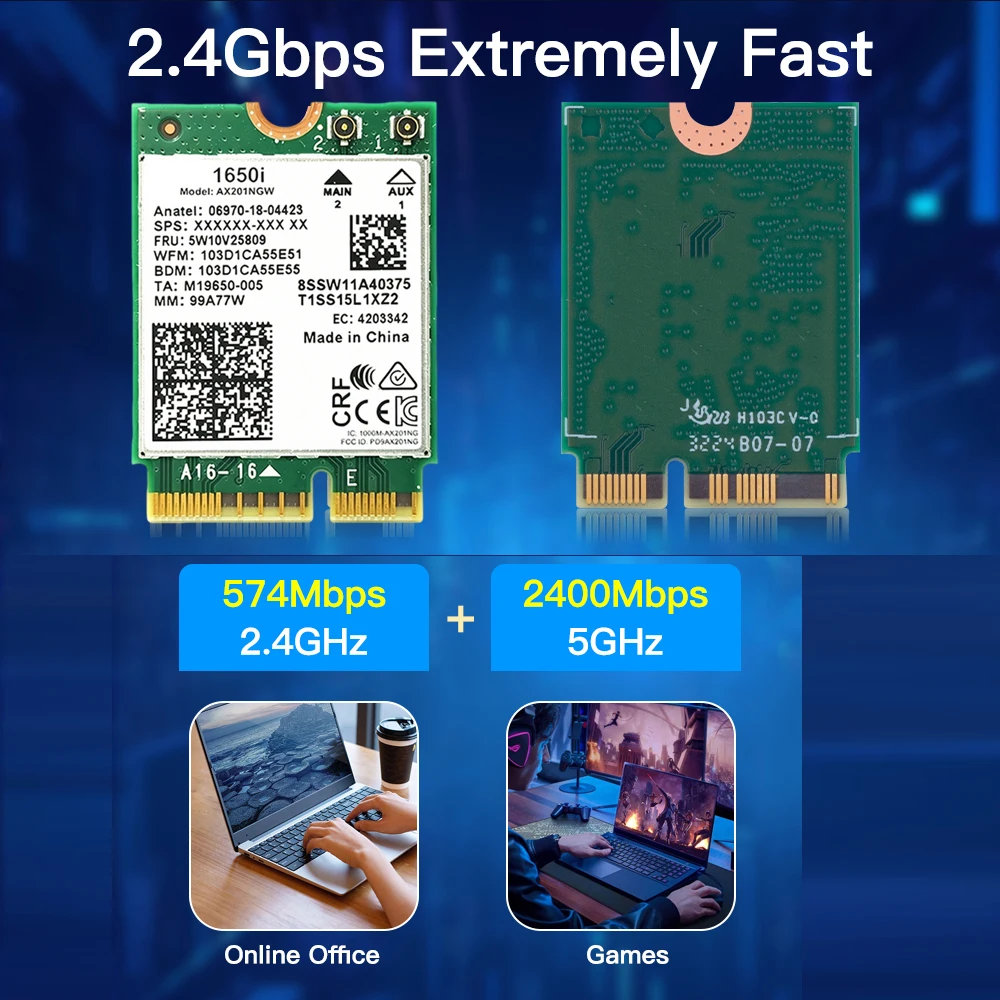 KEBIDUMEI M.2 CNVI Network Card AX201NGW 3000Mbps BT5.1 Dual Band 2.4G 5G WiFi Card 9560NGW 2000M CNVio2 Interfaced Adapter