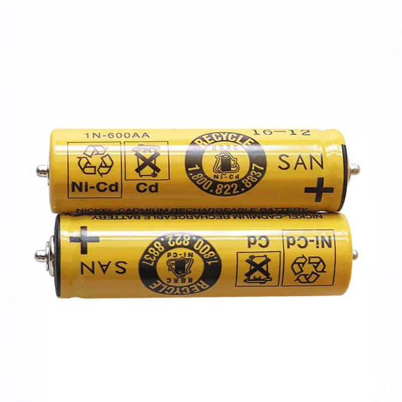 2pce SAN NI-CD 1N-600AA 1.2V Battery For Braun shaver S3 320S-4 340S-3 350CC-5 5776 3050S battery with pins on both ends